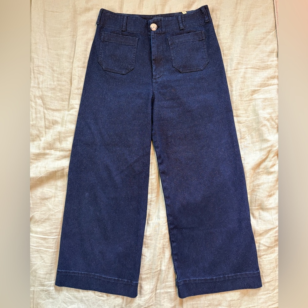 Maeve Navy Flare Jeans SPARKLY! - Picture 4 of 12